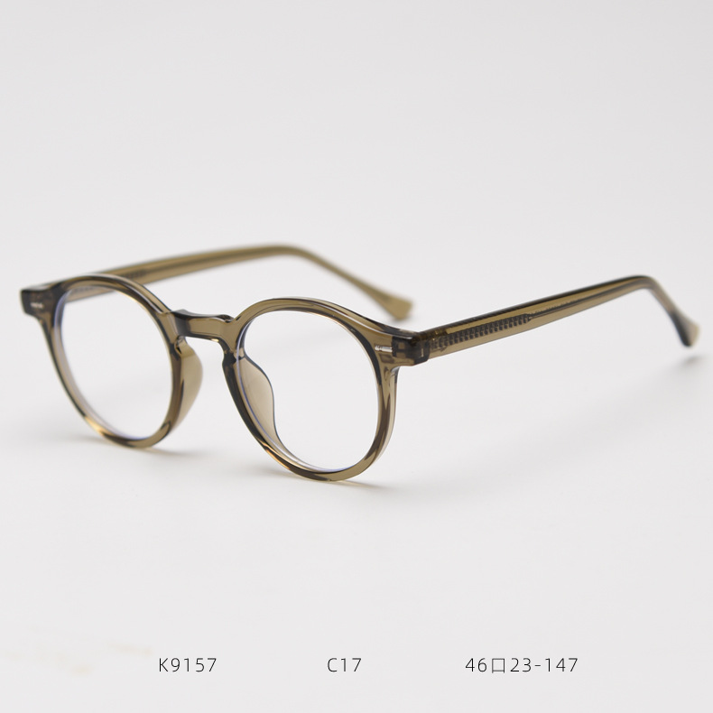 K9157 Japanese And Korean Myopia Glasses Rim Trendy Men's Female Online Influencer Artistic Retro Round Plain Glasses Frame Degrees Olive Green - Shop at LoveMi