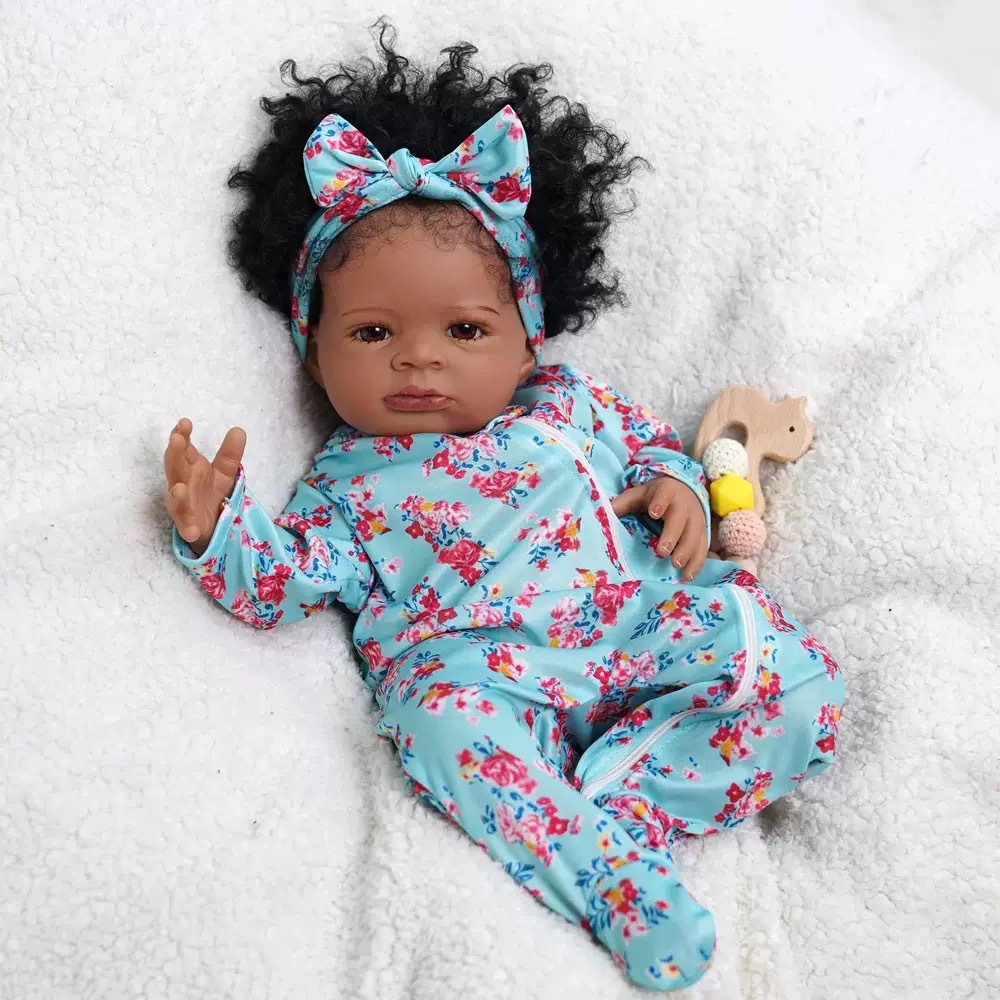 50cm Black Baby Afro Full Glue Can Enter Doll