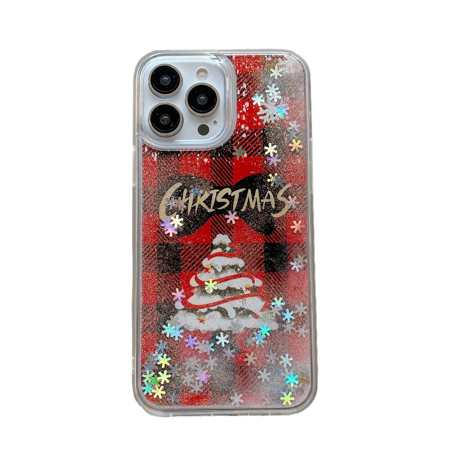 Christmas Tree Quicksand Snowflake Protective Cover Phone Case - Image 5
