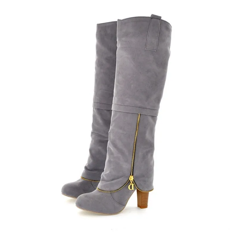 Title 14, Suede frosted womens boots with thick high hee...