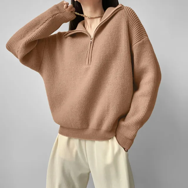 Autumn And Winter French Minority Idle Style Pullover Sweater Camel - Shop at LoveMi