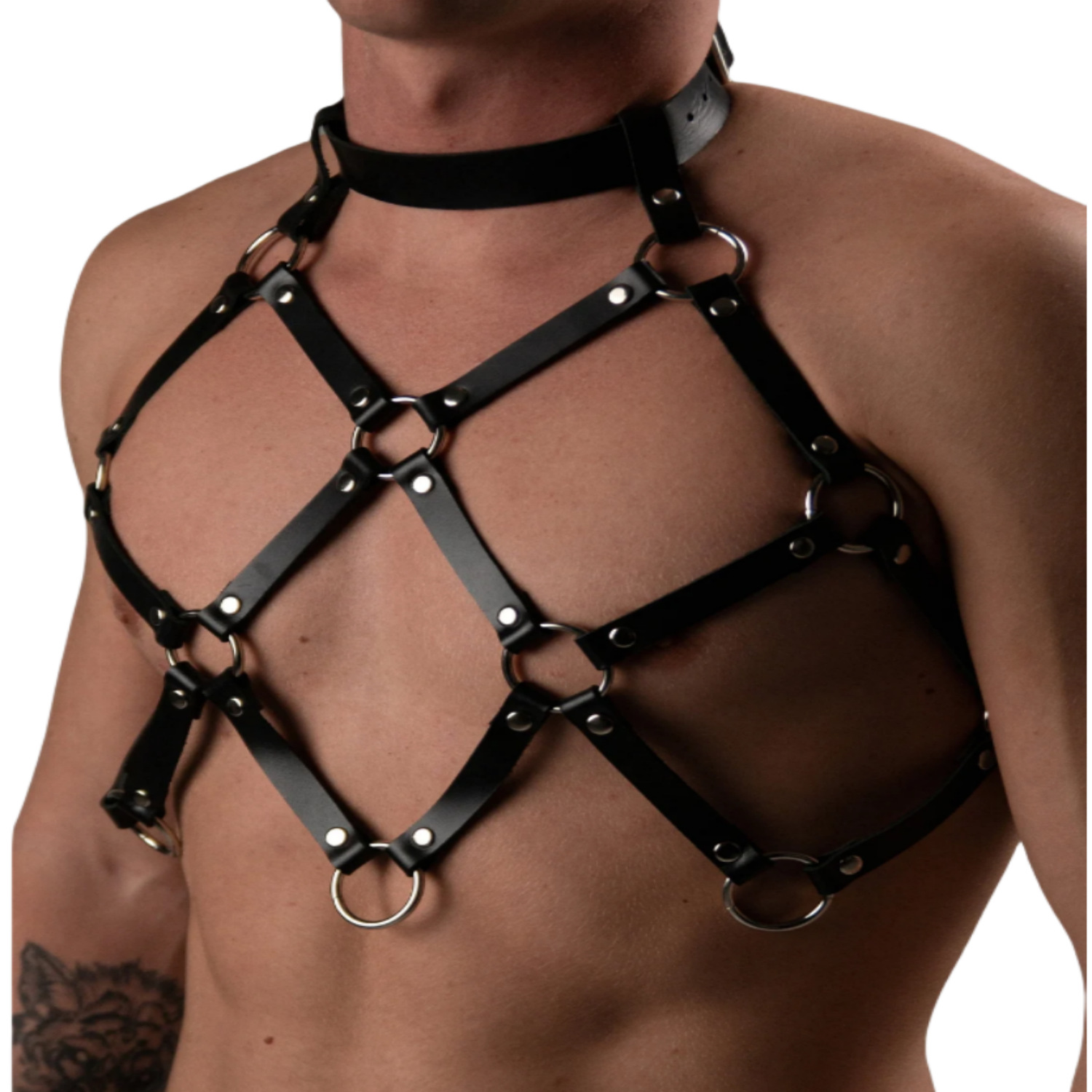 Punk PU Corset Closing Belt Chest Strap Collar Integrated