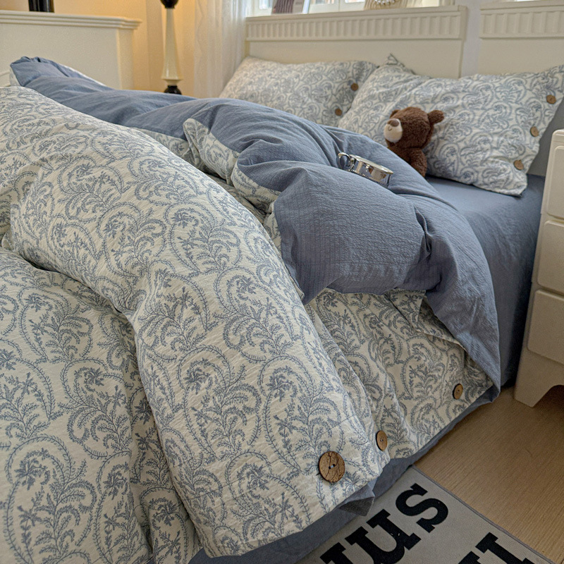 Thickened Cotton-linen Four-piece Set For Fall And Winter