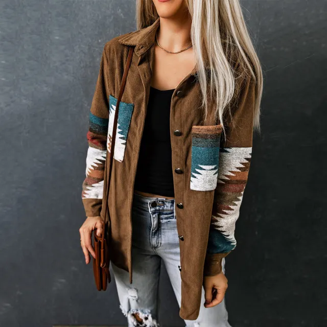 Women's Corduroy Casual Cardigan Coat Khaki - Shop at LoveMi