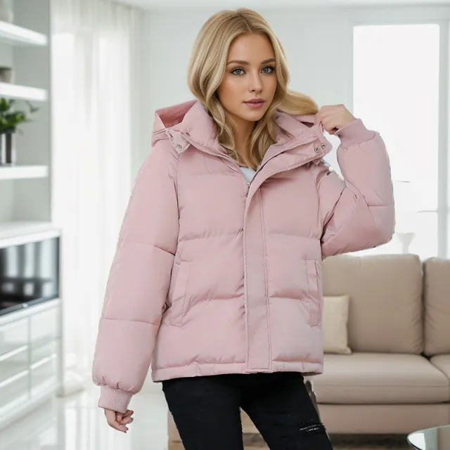High end Cotton padded Coat Loose Thickening Keep Warm Coat Pink - Shop at LoveMi