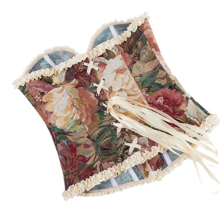 Apricot Flower With Lace Bodybuilding Girdle Breast Support Ladies