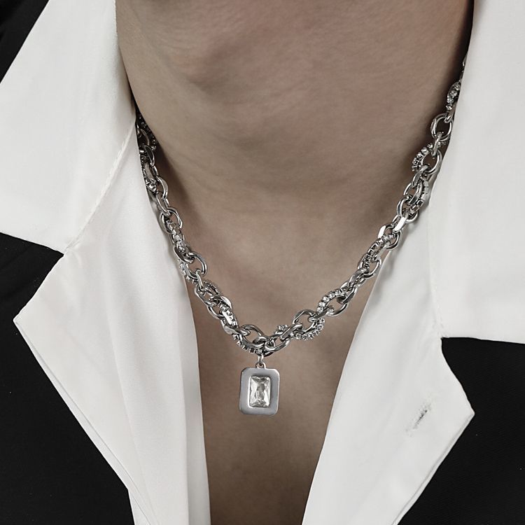 Men's Hip Hop Square Zircon Necklace