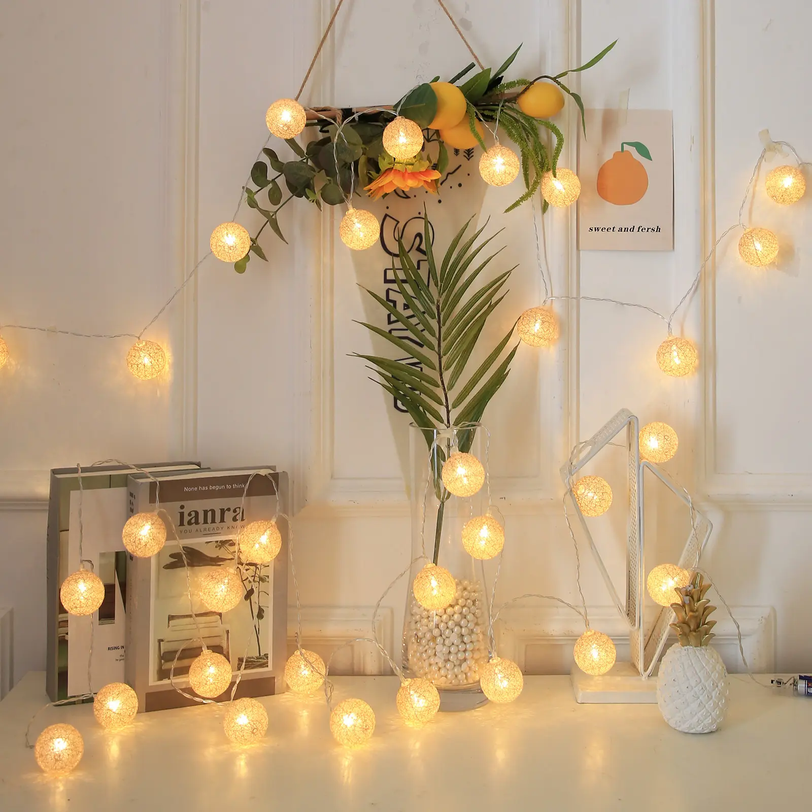 Champagne Cotton Ball Battery Box Christmas Party