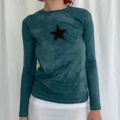 Printed Long-sleeved T-shirt Slimming Women's Top - Navy - View 1
