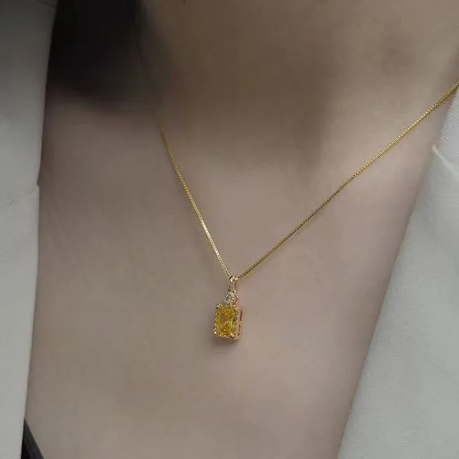 Fashion Personality Citrine Yellow Zircon Necklace