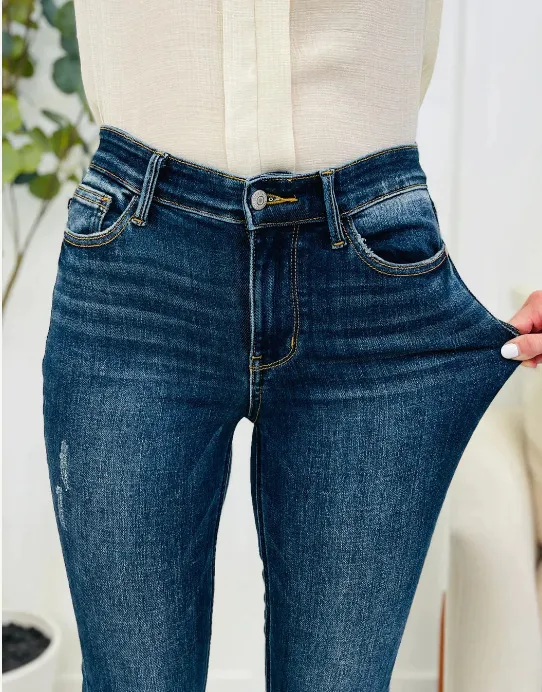 Plus Size Women's High Elastic Worn Skinny Skinny Jeans Blue - Shop at LoveMi