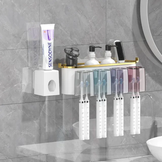 Gold Plated Toothbrush Rack Household Four Cup Set - Shop at LoveMi