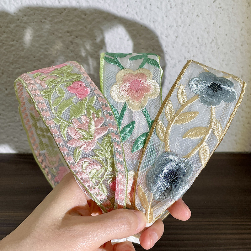 New Chinese-style Embroidered Flower Hairband For Women