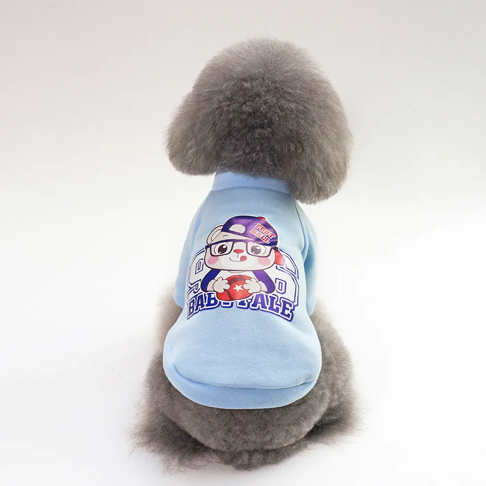 Dog Winter Pet Clothes Brushed Hoody - Bear Hoodie Blue