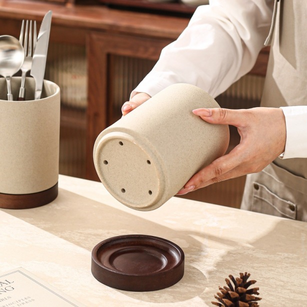 High-end Ceramic Chopstick Holder Household Kitchen Cutlery Container