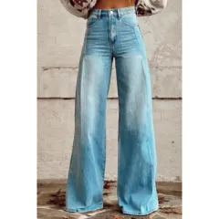 Thermal Transfer Bell-bottom Pants Simulation Denim Trousers Loose Pants - Z44 - View 1