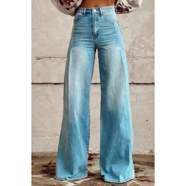 Thermal Transfer Bell bottom Pants Simulation Denim Trousers Loose Pants Z44 - Shop at LoveMi