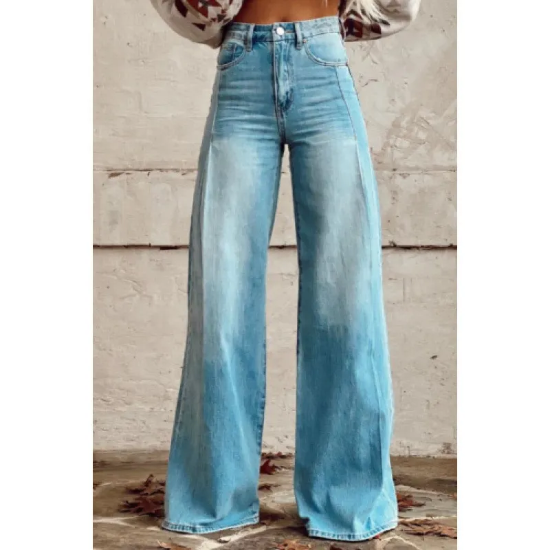 Thermal Transfer Bell-bottom Pants Simulation Denim Trousers Loose Pants - Z44