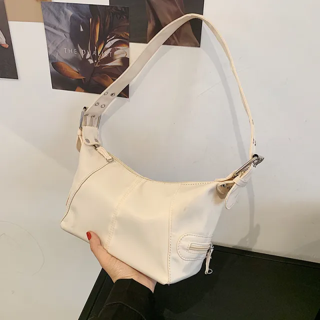 Fashion Retro Solid Color One Shoulder New Western Style All matching Underarm Women's Bag White - Shop at LoveMi