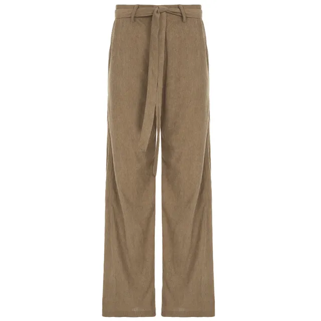 American Retro Style Corduroy Casual Trousers Brown - Shop at LoveMi