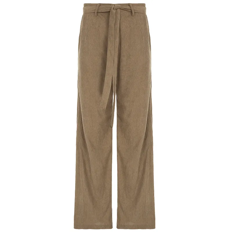 American Retro Style Corduroy Casual Trousers - Brown