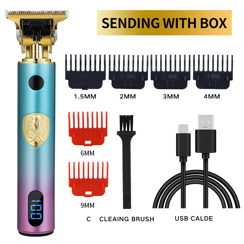 New Factory Wholesale Electric Hair Clipper Electric Clipper T9 Buddha Head Carving Oil Head Cutting Head Razor Cross-border