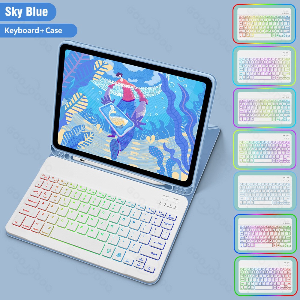 Ipad Protective Case Luminous Bluetooth Keyboard Leather Sheath - Image 13