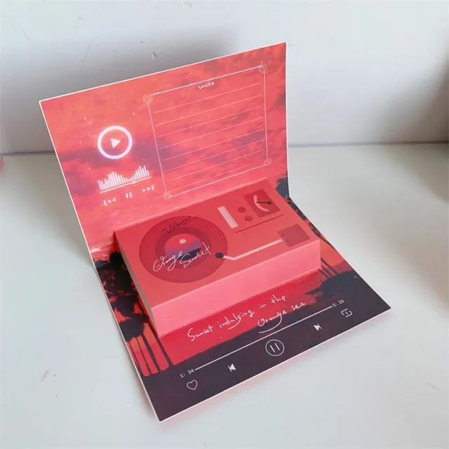 Phonograph Birthday Gift Creative Stereoscopic Greeting Cards Red Sunset - Shop at LoveMi