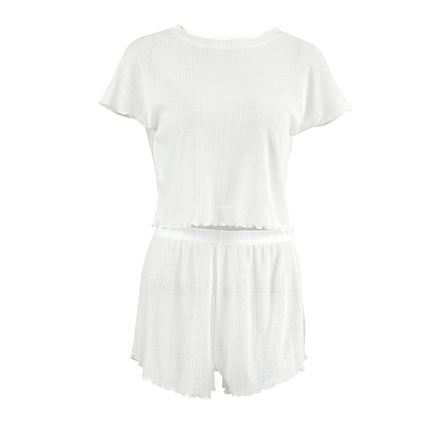 Womens Comfortable New Breathable Short-Sleeve Hollow-Out Jacquard Pajamas