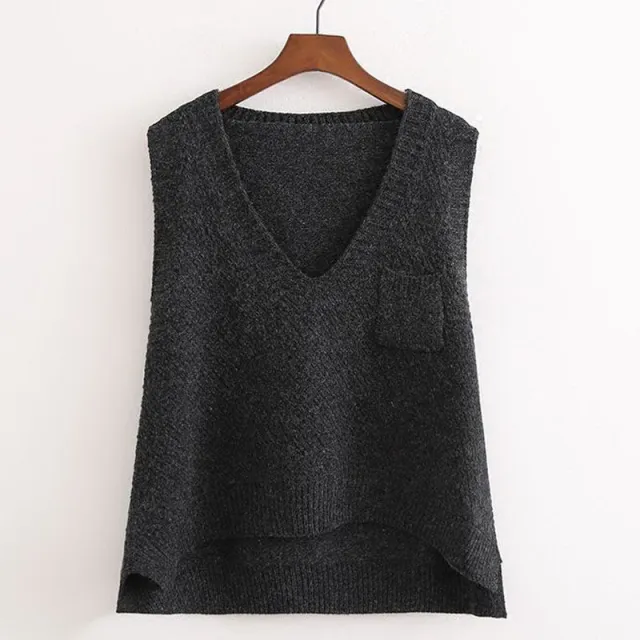 Women's Knitted Vest Spring And Autumn Plus Size Sleeveless Sweater Waistcoat Tops Outerwear Waistcoat Black And Gray - Shop at LoveMi