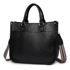 Casual Retro Handbag Women's Briefcase Crossbody - Black - View 1