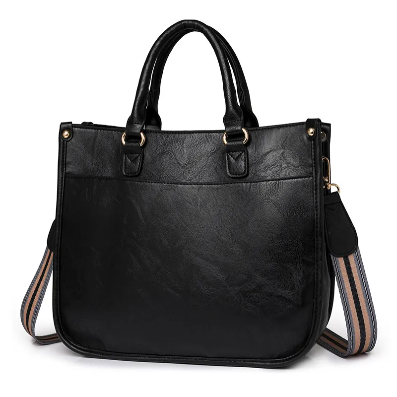 Casual Retro Handbag Women's Briefcase Crossbody - Black
