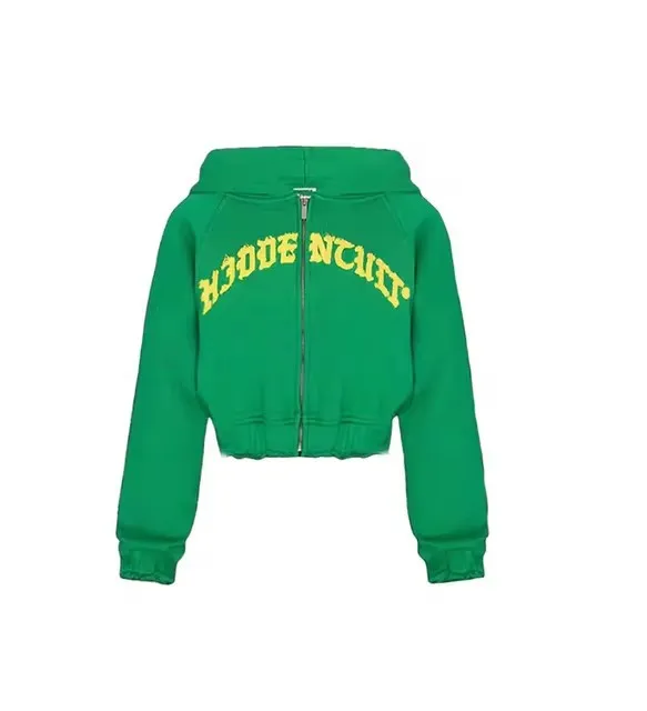 Letters Mid length Exposed Navel Coat Top Fashion High Waist Street Style Fashion Harajuku Long Green 1 - Shop at LoveMi