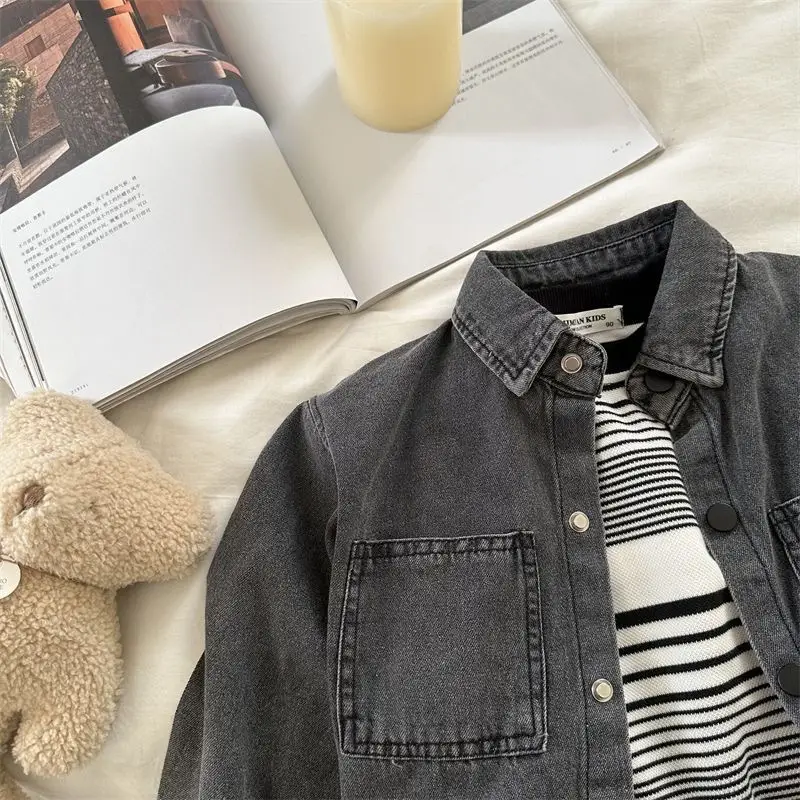 Boy's Cowboy Shirt Solid Color Casual Thin Coat