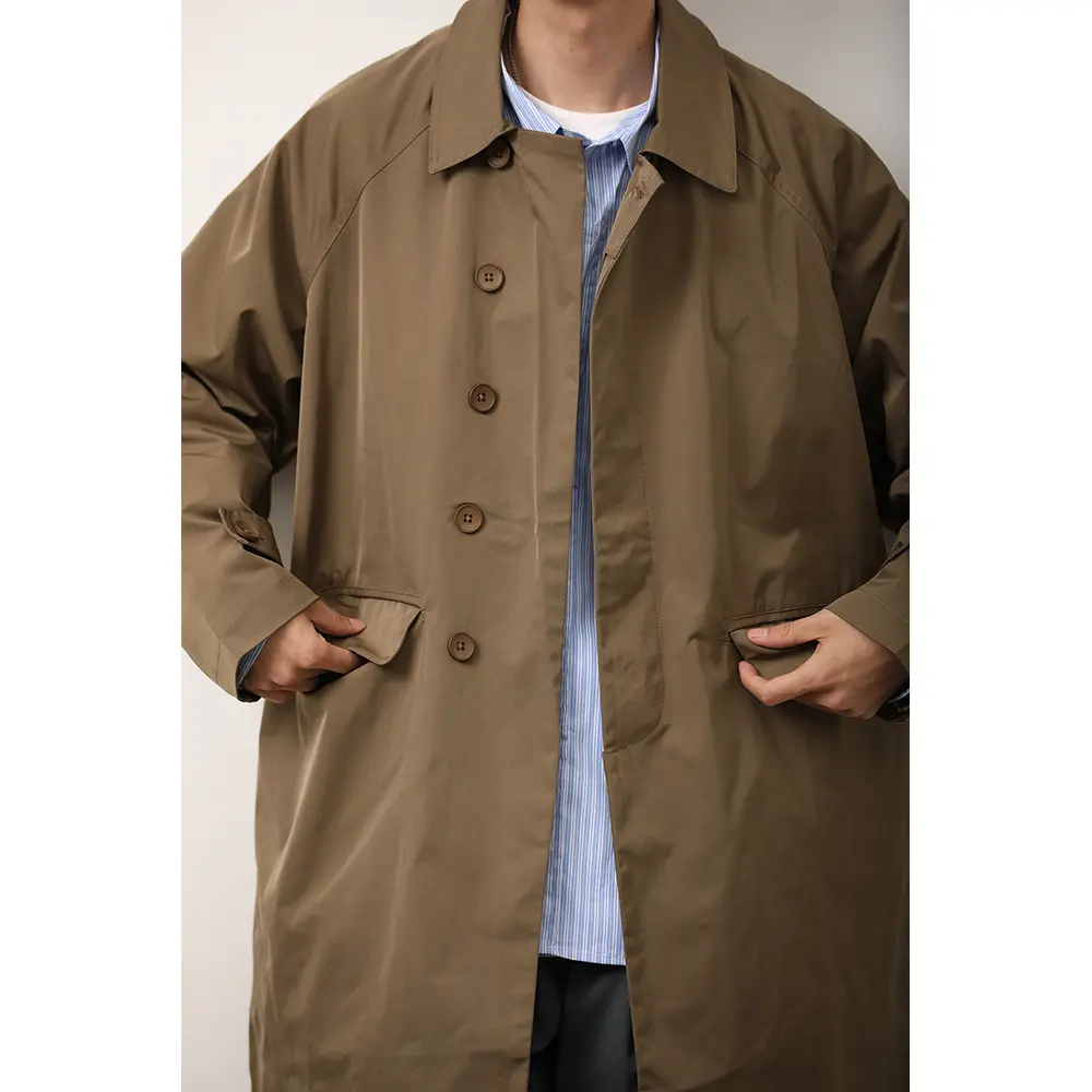 Japanese-style Solid-color Mens Loose-fitting Casual Basic Springautumn Trench Coat