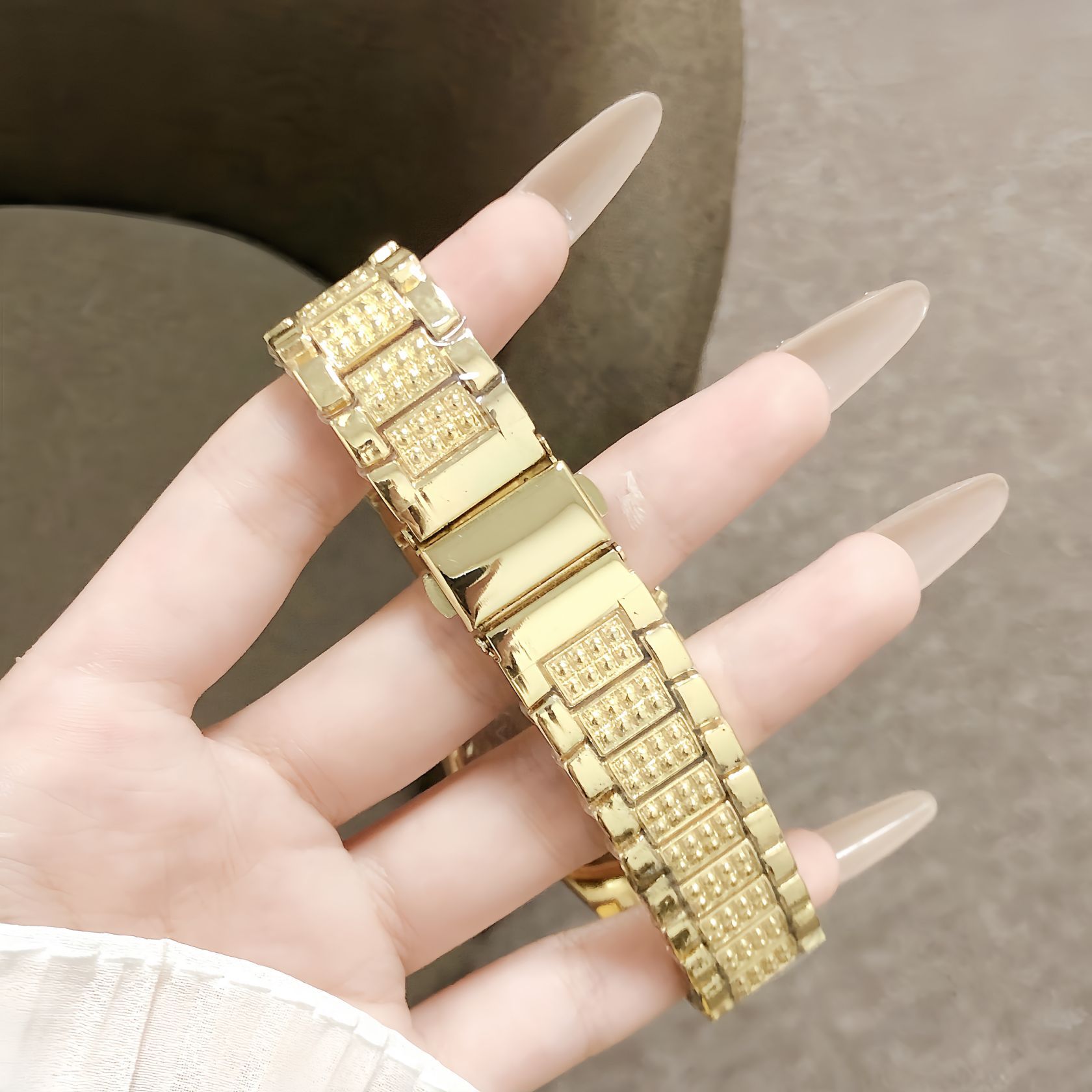 New CONTENA Fully Diamond-encrusted Gold Womens Watch 5