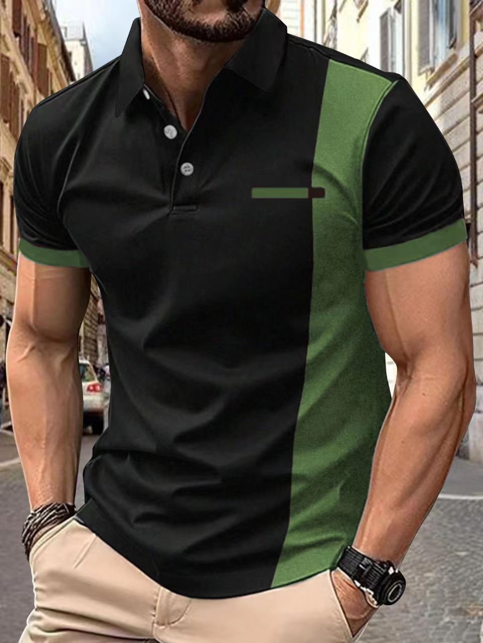 Title 6, Sommer Streifen Herren Sport Polo Shirt. Atmung...