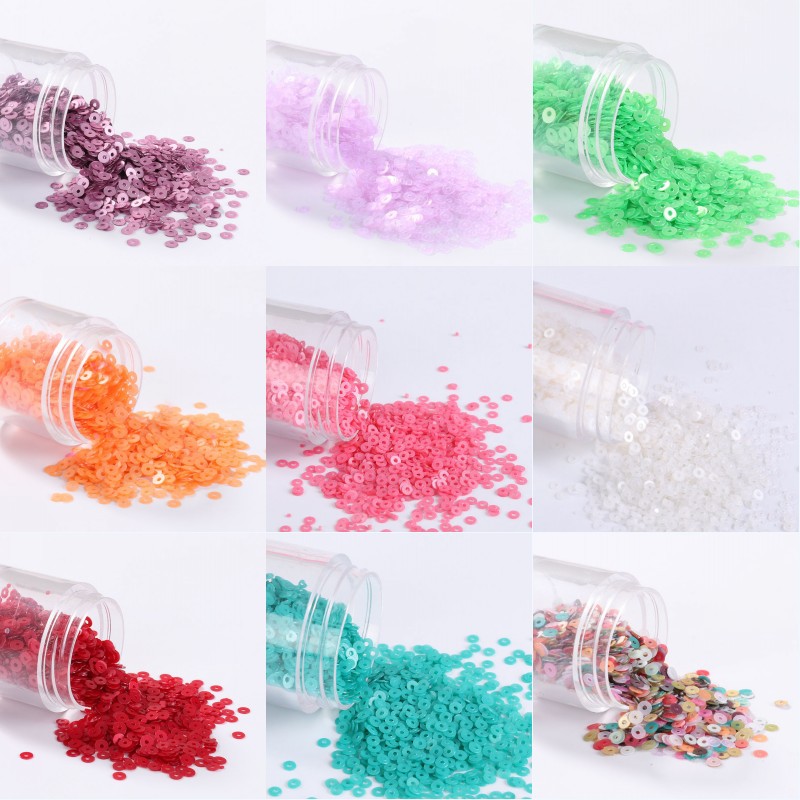 In Stock 3mm Frosted Flat Sheet Middle Hole PVC Paillette Hand Sewing Clothing Accessories