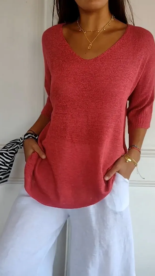 Solid Long Sleeve Sweater Slimming V neckline Knitwear Women's Bottoming Shirt Xxxxxl - Shop at LoveMi