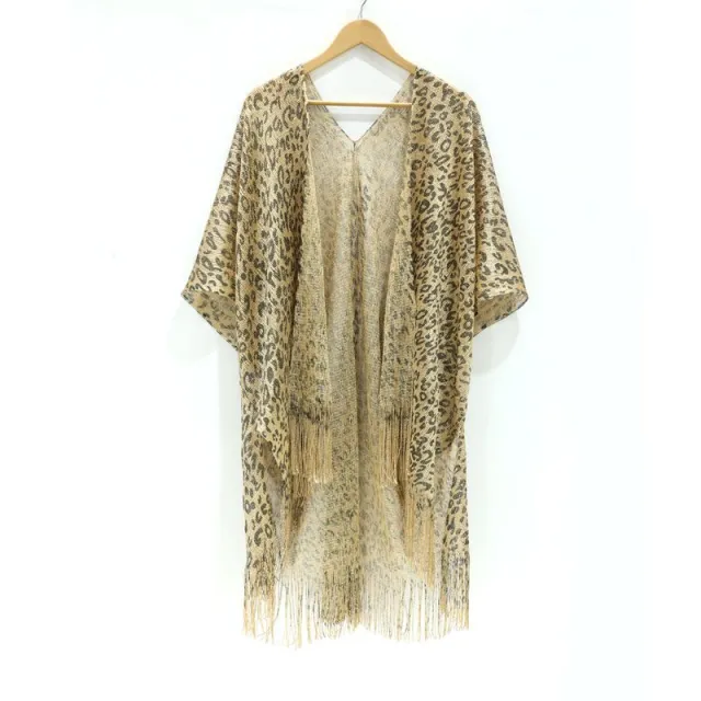 Gold And Silver Silk Split Vacation Beach Blouse Bikini Leopard - Shop at LoveMi