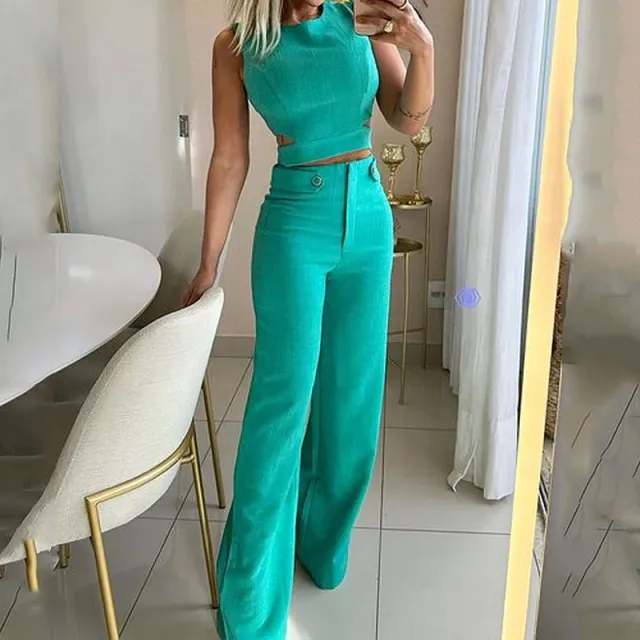 Cross border Foreign Trade Independent Station European And American Ladies Suit Autumn New Fashion Casual Solid Color Trousers Two piece Set Amb... Amber-L - Shop at LoveMi