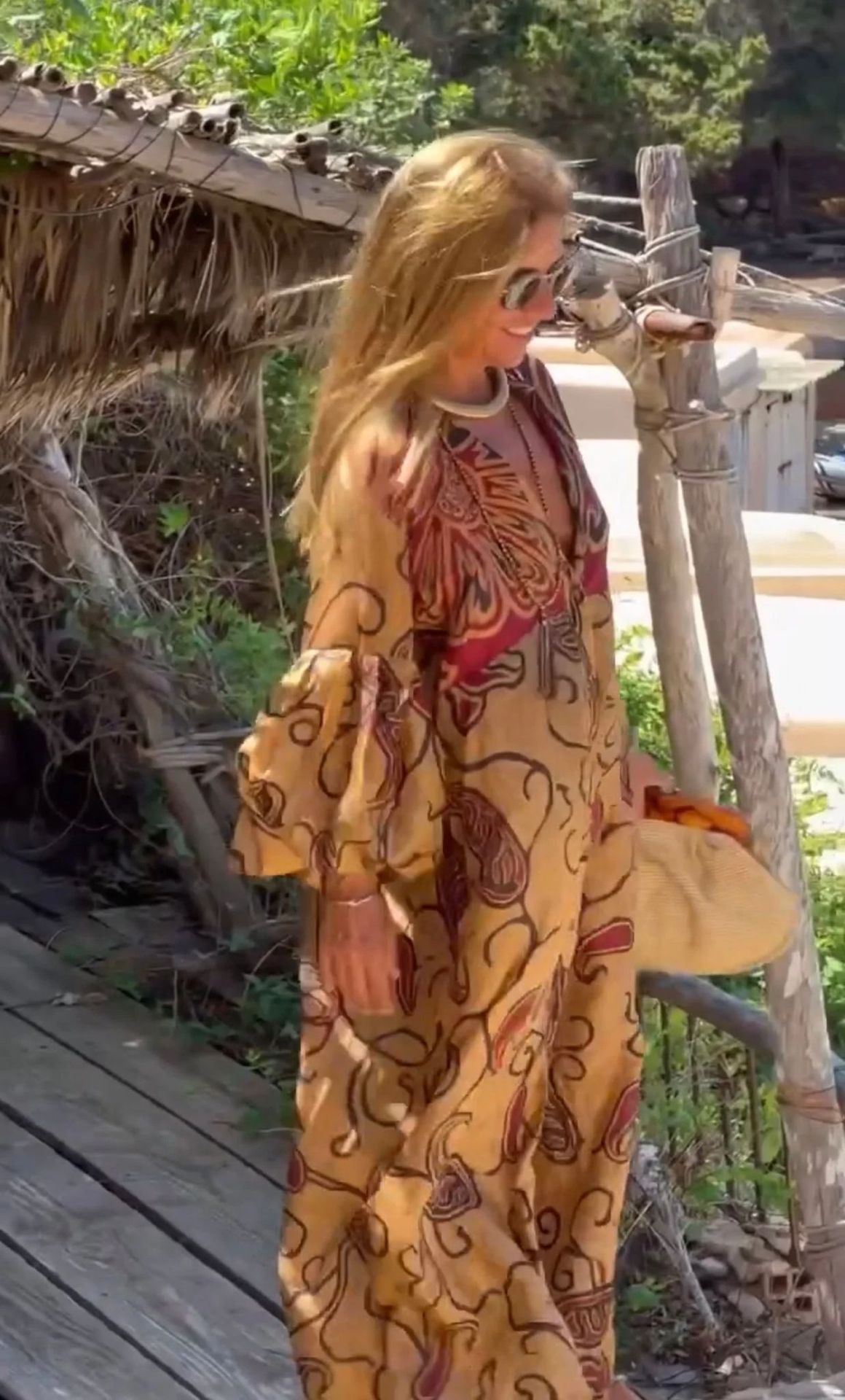 European American Summer New V-neck Fashion Printed Long Sleeve Loose Dress