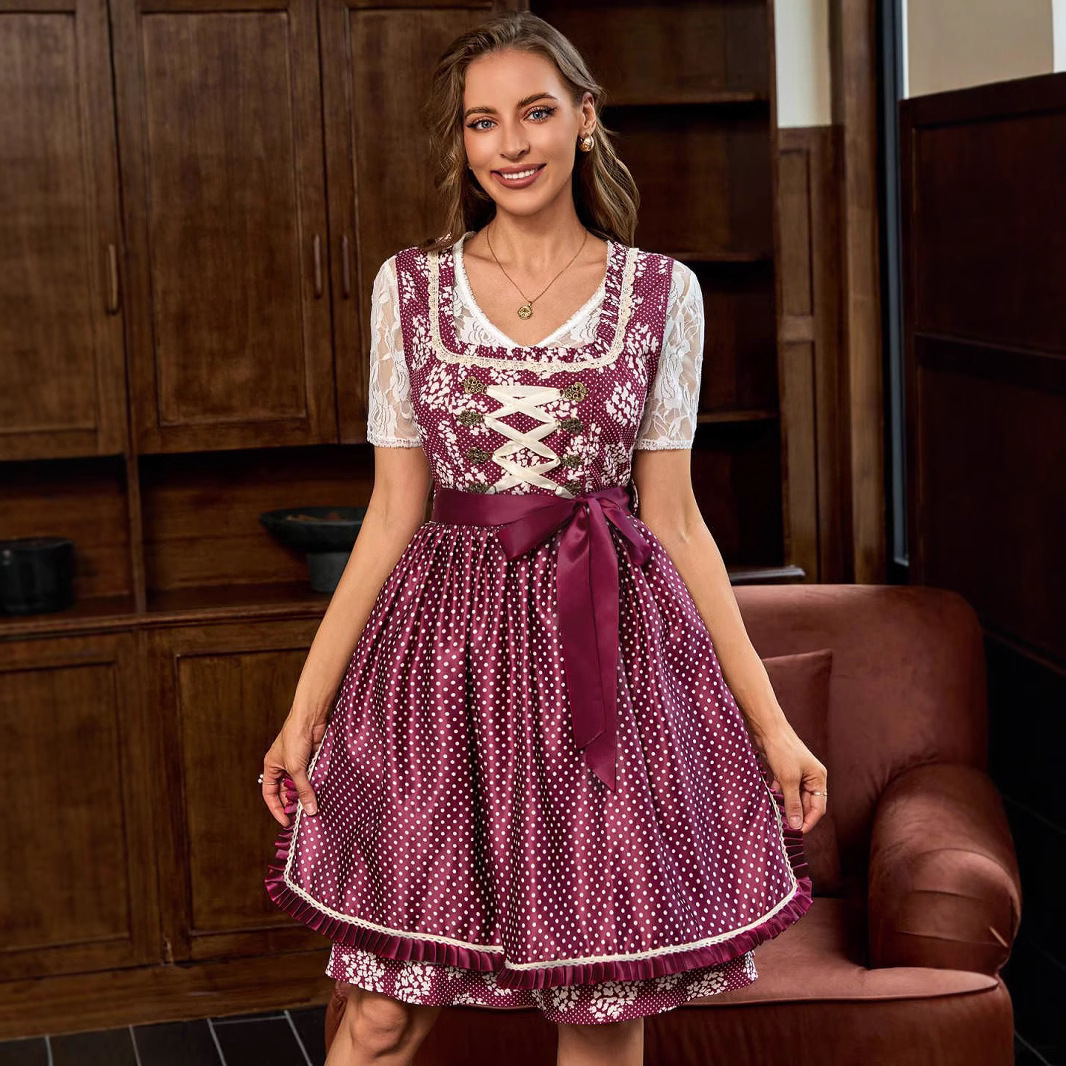 Slim fit Maid Clothing October Festival Dress Wine - Shop at LoveMi