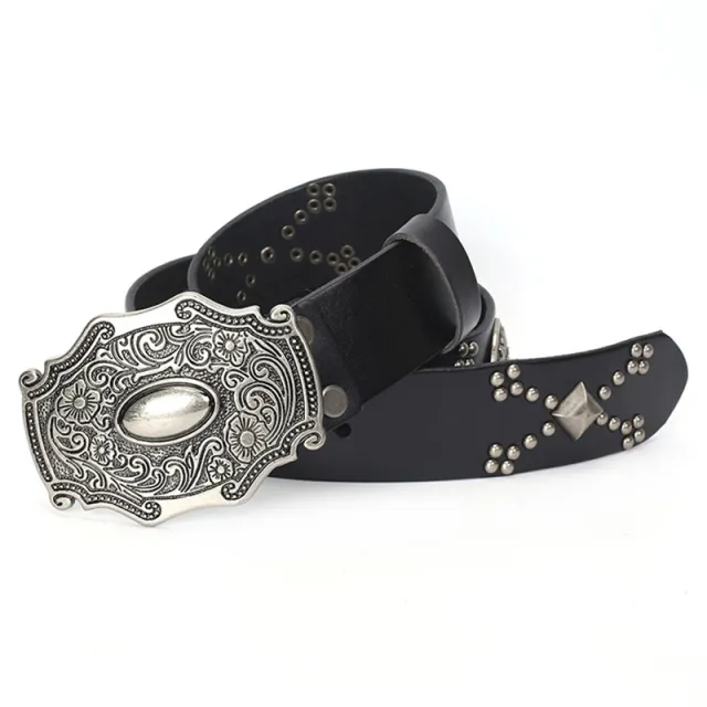 Fashion Personality Rivets Leather Belt Black - Shop at LoveMi