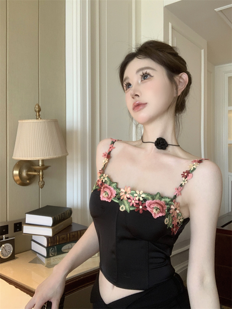 Black Fishbone Tube Top for Women - Thai Slim Fit Chenille Vest