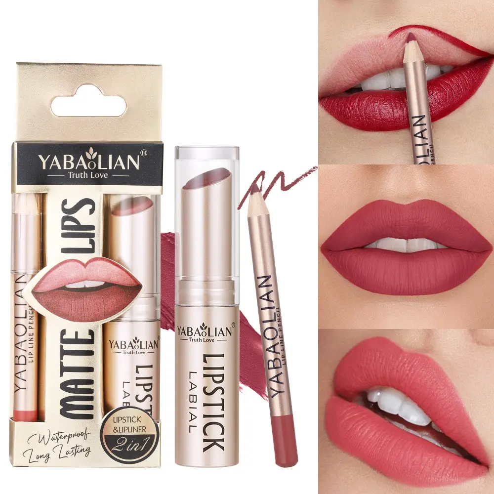 Lipstick And Lip Liner 2-in-1 Smudge-proof Long-lasting