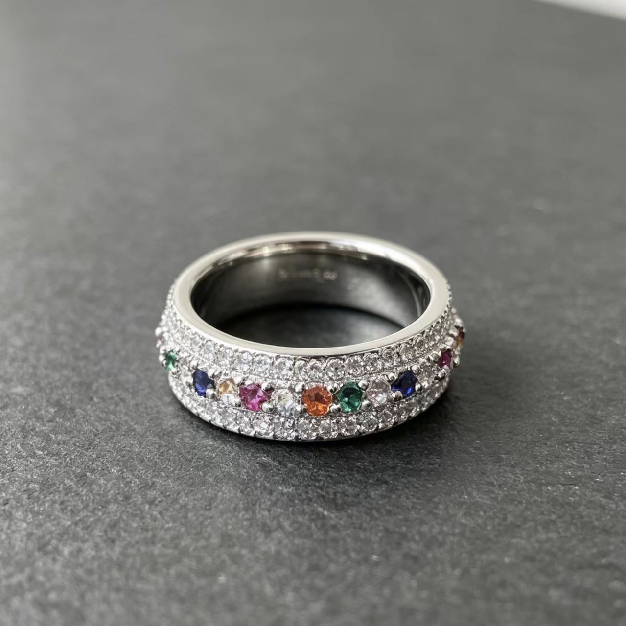 Heavy-duty Micro-pave Ring Fully Encrusted With Zircons With A Dazzlingly Bright Sparkle
