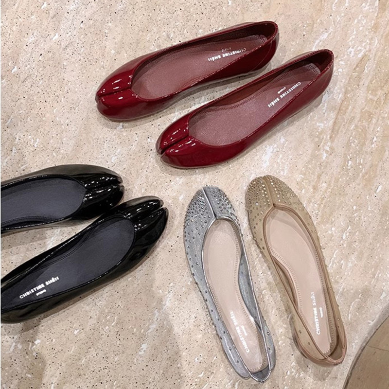 Mesh Rhinestone Hidden-heel Split-toe Pumps