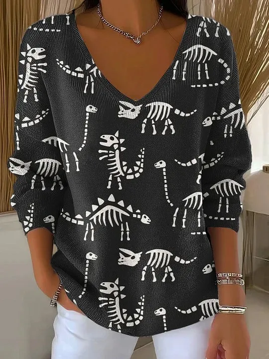 Long Sleeve Sweater Autumn And Winter Printing Fashion Loose Cool Sweaters Women's Clothing Style 5 Xs - Shop at LoveMi