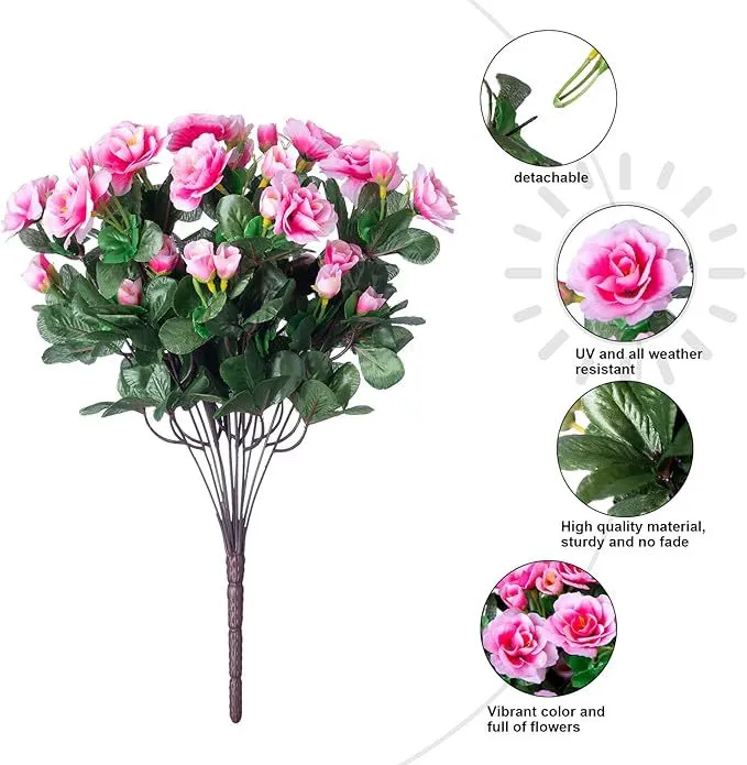 Artificial Green Plant Simulation Cuckoo Bouquet - Pink Azalea
